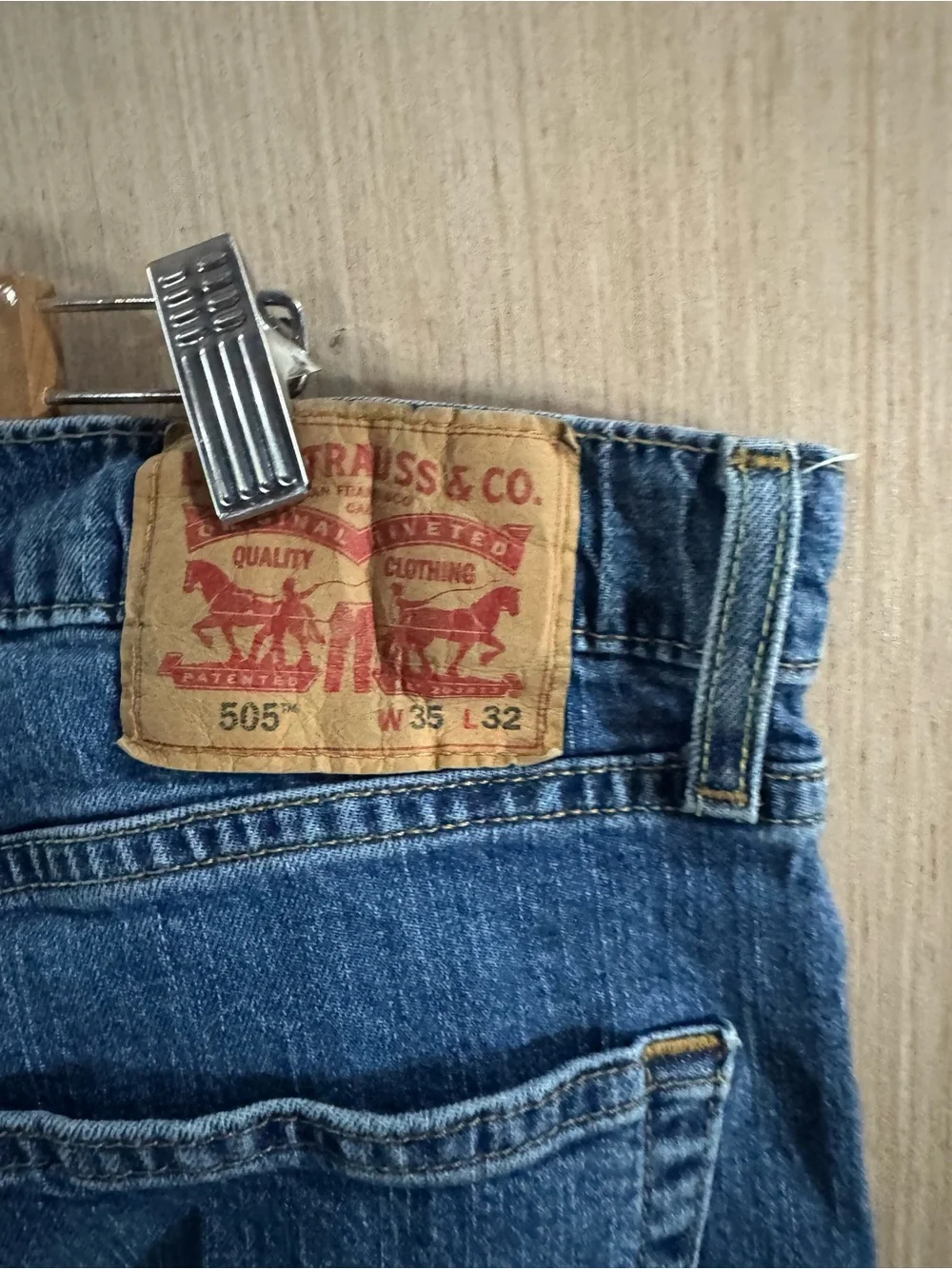 Mens Levi's 505 Medium Wash Straight-Leg Jeans Size 35